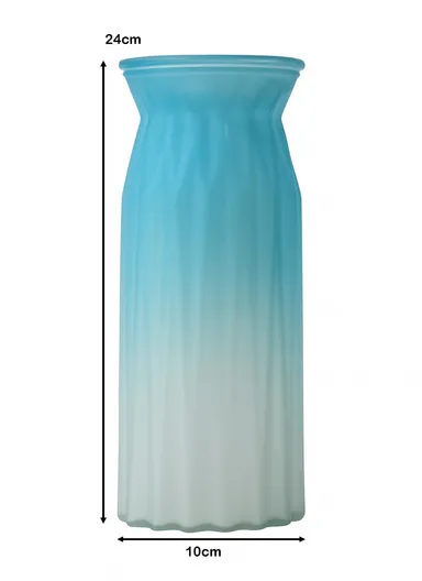 Origami Frosted Design Multi-Color Elegant Matte Flower Desk Decorative Glass Vase (D11 x H24)cm - Blue