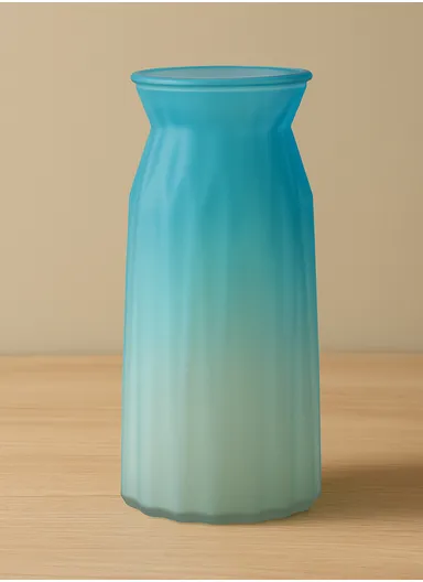 Origami Frosted Design Multi-Color Elegant Matte Flower Desk Decorative Glass Vase (D11 x H24)cm - Blue