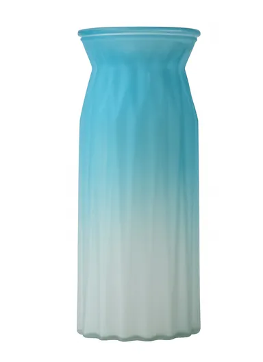 Origami Frosted Design Multi-Color Elegant Matte Flower Desk Decorative Glass Vase (D11 x H24)cm - Blue