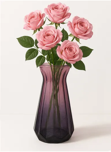 Multi-Color Elegant Modern Design Flower Desk Decorative Glass Vase (D13 x H24)cm - Grey &amp; Red