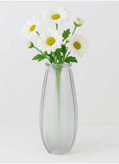 Horizontal Stripes Design Multi-Color Elegant Simple Flower Desk Decorative Glass Vase (D13 x H27) cm - Transparent