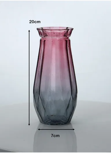 Bright Star Design Multi-Color Elegant Flower Desk Decorative Glass Vase (D7 x H20)cm - Red &amp; Grey