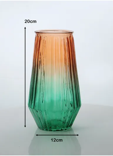 Cappuccino Design Multi-Color Elegant Modern Design Flower Desk Decorative Glass Vase (D12 x H20)cm - Green &amp; Orange
