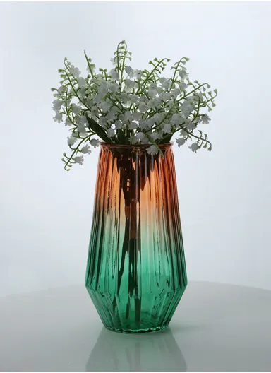 Cappuccino Design Multi-Color Elegant Modern Design Flower Desk Decorative Glass Vase (D12 x H20)cm - Green &amp; Orange
