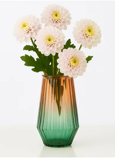 Cappuccino Design Multi-Color Elegant Modern Design Flower Desk Decorative Glass Vase (D12 x H20)cm - Green &amp; Orange