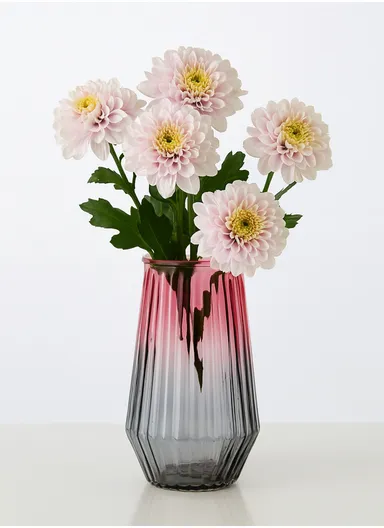 Cappuccino Design Multi-Color Elegant Modern Design Flower Desk Decorative Glass Vase (D12 x H20)cm - Pink &amp; Grey