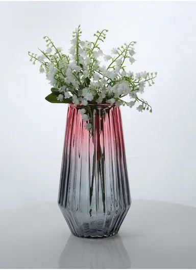 Cappuccino Design Multi-Color Elegant Modern Design Flower Desk Decorative Glass Vase (D12 x H20)cm - Pink &amp; Grey