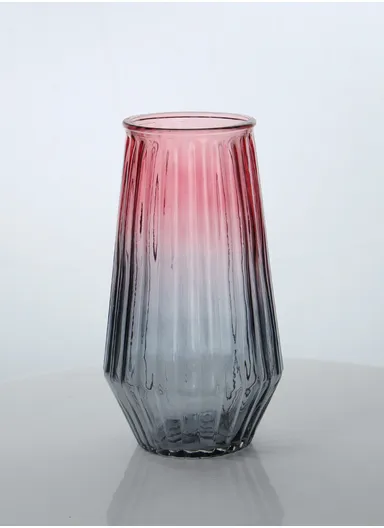Cappuccino Design Multi-Color Elegant Modern Design Flower Desk Decorative Glass Vase (D12 x H20)cm - Pink &amp; Grey