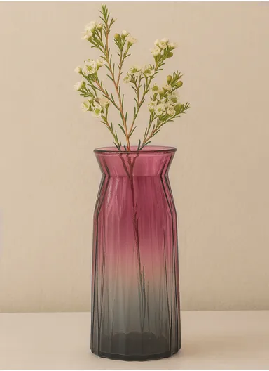 Origami Design Multi-Color Elegant Flower Desk Decorative Glass Vase (D11 x H25)cm - Grey &amp; Red
