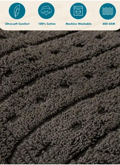 50 x 70 cm Slate Serenity Premium Turkish Cotton 600 GSM Foot Towel - Anthracite