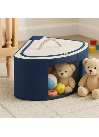 27L Oxford Cloth Corner Storage Organizer, Multi-Purpose Clothing &amp; Supply Storage Box Organizer (W49 x D38 x H23)cm - Dark Blue