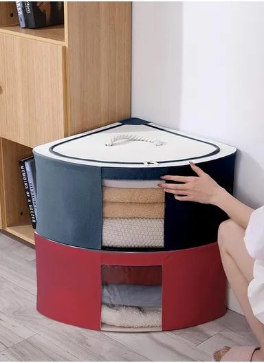 27L Oxford Cloth Corner Storage Organizer, Multi-Purpose Clothing &amp; Supply Storage Box Organizer (W49 x D38 x H23)cm - Dark Blue