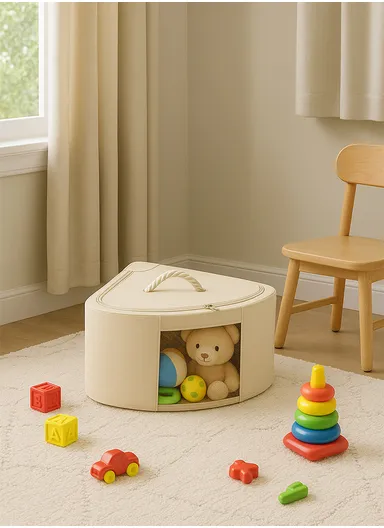 27L Oxford Cloth Corner Storage Organizer, Multi-Purpose Clothing &amp; Supply Storage Box Organizer (W49 x D38 x H23)cm - Beige