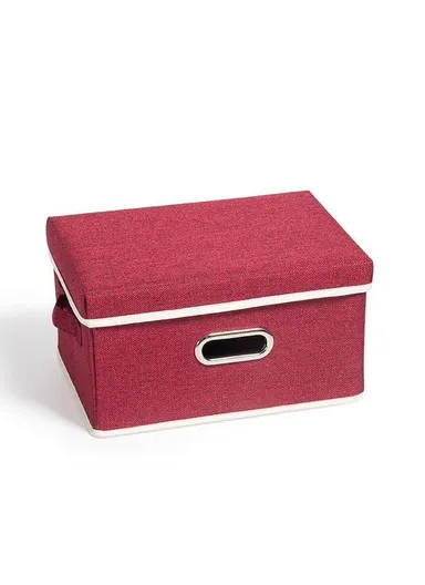 Stackable &amp; Sturdy Foldable Oxford Fabric Storage Box with Lid &amp; 2 Handle (L32 x D22 x H17)cm - Red