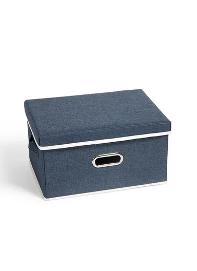 Stackable &amp; Sturdy Foldable Oxford Fabric Storage Box with Lid &amp; 2 Handle (L32 x D22 x H17)cm - Blue