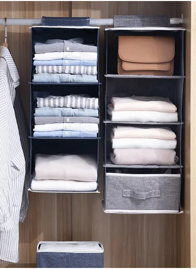 3-Layer Oxford Fabric Hanging Storage Bag, Multi-Use Wall Hanging Organizer (W27 x D27 x H63)cm - Beige