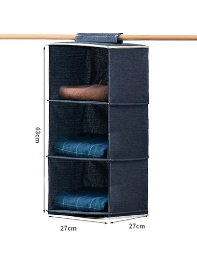 3-Layer Oxford Fabric Hanging Storage Bag, Multi-Use Wall Hanging Organizer (W27 x D27 x H63)cm - Blue