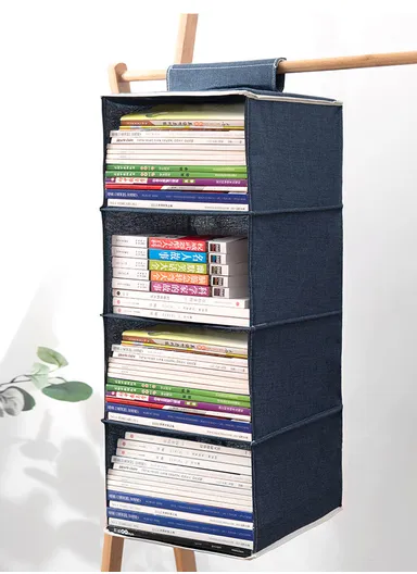3-Layer Oxford Fabric Hanging Storage Bag, Multi-Use Wall Hanging Organizer (W27 x D27 x H63)cm - Blue