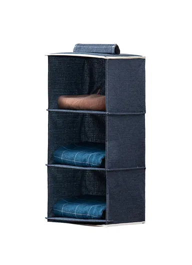 3-Layer Oxford Fabric Hanging Storage Bag, Multi-Use Wall Hanging Organizer (W27 x D27 x H63)cm - Blue