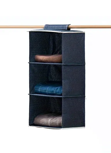 3-Layer Oxford Fabric Hanging Storage Bag, Multi-Use Wall Hanging Organizer (W27 x D27 x H63)cm - Blue