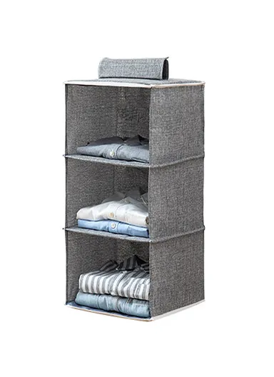 3-Layer Oxford Fabric Hanging Storage Bag, Multi-Use Wall Hanging Organizer (W27 x D27 x H63)cm - Grey