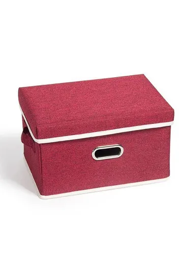 Stackable &amp; Sturdy Foldable Oxford Fabric Storage Box with Lid &amp; 2 Handle (L37 x D27 x H20)cm - Red