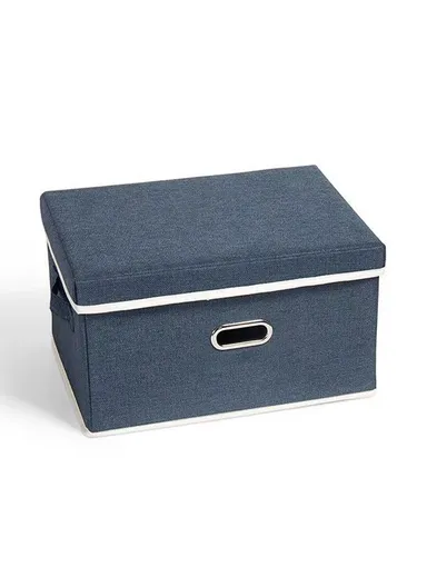 Stackable &amp; Sturdy Foldable Oxford Fabric Storage Box with Lid &amp; 2 Handle (L37 x D27 x H20)cm - Blue