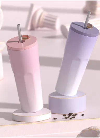 750ml Stainless Steel Hot &amp; Cold Water Tumbler with Straw, Multi-Use Outdoor Activity Water Bottler (D9 x H22.5)cm - Green