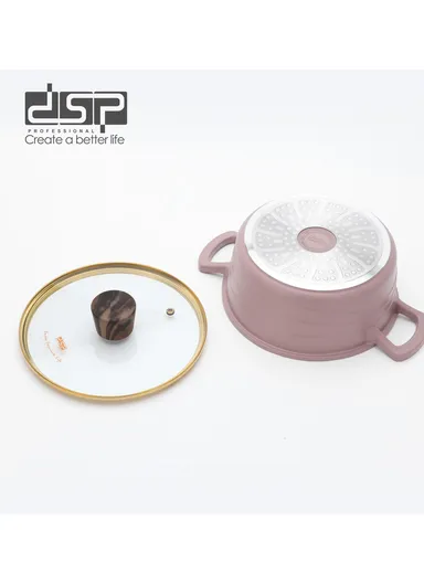 16 Pieces Set Die-Casting Non-Stick Aluminum Casserole with Apron, Spatulas &amp; Gloves CA018-S01 - Pink