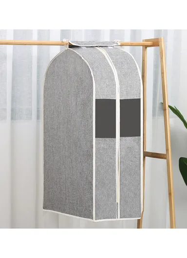 Foldable Mesh Cover Storage Bag, Dustproof Hanging Clothes Storage (W60 x D28 x H105)cm - Grey