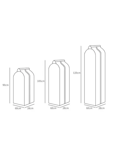 Foldable Mesh Cover Storage Bag, Dustproof Hanging Clothes Storage (W60 x D28 x H105)cm - Grey