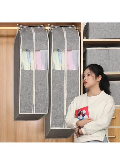 Foldable Mesh Cover Storage Bag, Dustproof Hanging Clothes Storage (W60 x D28 x H90)cm - Blue