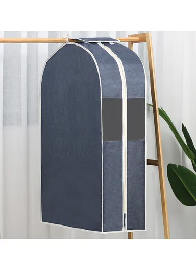 Foldable Mesh Cover Storage Bag, Dustproof Hanging Clothes Storage (W60 x D28 x H105)cm - Blue