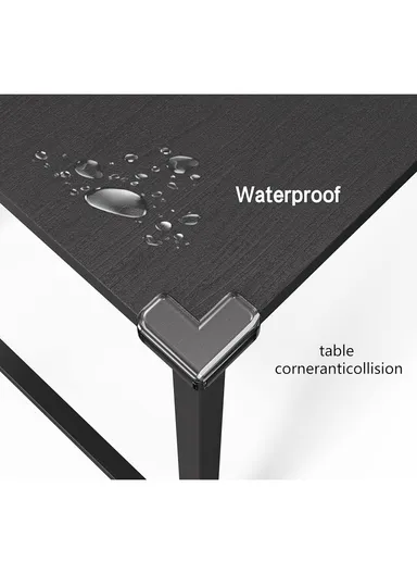 Sturdy Home Office Work MDF + Metal Desk, Study Desk, Capacious Computer Desk with 2 Fabric Drawers, Headphone Hook &amp; Open Shelf (W100 x D50 x H74)cm - Black &amp; Tiger Grain