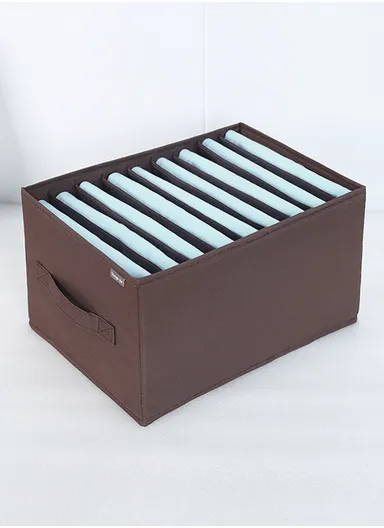 9-Layer Storage Box Organizer, Multi-Use Clothes &amp; Accessories Organizer (L36.5 x W24 x H20)cm - Brown