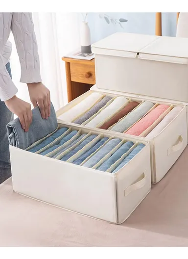9-Layer Storage Box Organizer, Multi-Use Clothes &amp; Accessories Organizer (L36.5 x W24 x H20)cm - Beige