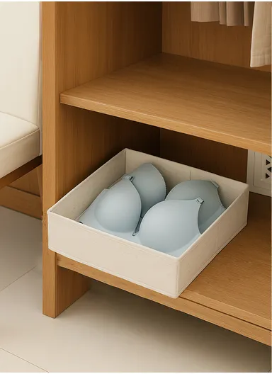 Closet Mesh Storage Tray Organizer, Multi-Use Supply &amp; Clothing Storage (L32 x W32 x H10)cm - Beige