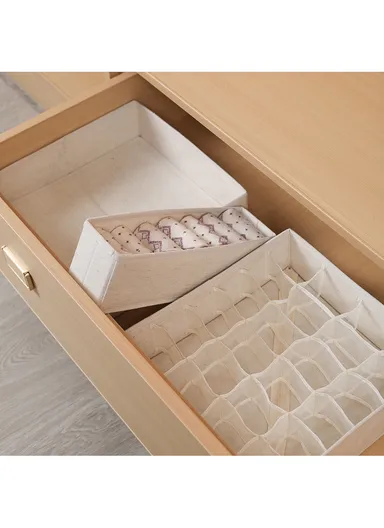 Closet Mesh Storage Tray Organizer, Multi-Use Supply &amp; Clothing Storage (L32 x W32 x H10)cm - Beige