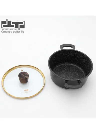 15 Pieces Set Die-Casting Non-Stick Aluminum Multicookware Casserole &amp; Pan with Apron, Spatulas &amp; Gloves CA018-S02 - Black