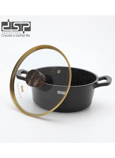 15 Pieces Set Die-Casting Non-Stick Aluminum Multicookware Casserole &amp; Pan with Apron, Spatulas &amp; Gloves CA018-S02 - Black