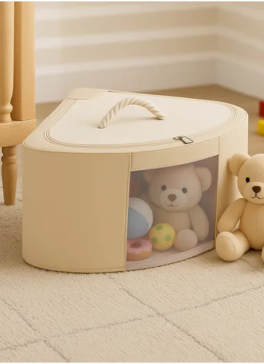 48L Oxford Cloth Corner Storage Organizer, Multi-Purpose Clothing &amp; Supply Storage Box Organizer (W63 x D47 x H28)cm - Beige