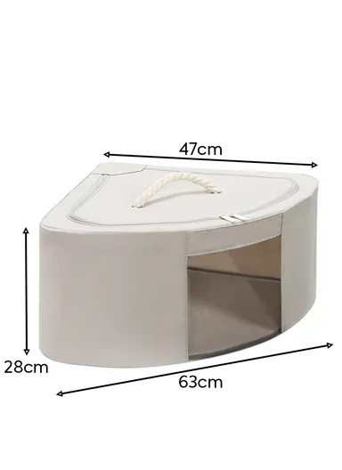 48L Oxford Cloth Corner Storage Organizer, Multi-Purpose Clothing &amp; Supply Storage Box Organizer (W63 x D47 x H28)cm - Beige