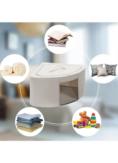 48L Oxford Cloth Corner Storage Organizer, Multi-Purpose Clothing &amp; Supply Storage Box Organizer (W63 x D47 x H28)cm - Beige
