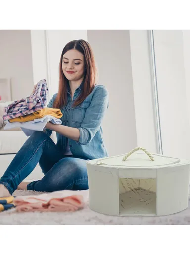 48L Oxford Cloth Corner Storage Organizer, Multi-Purpose Clothing &amp; Supply Storage Box Organizer (W63 x D47 x H28)cm - Beige