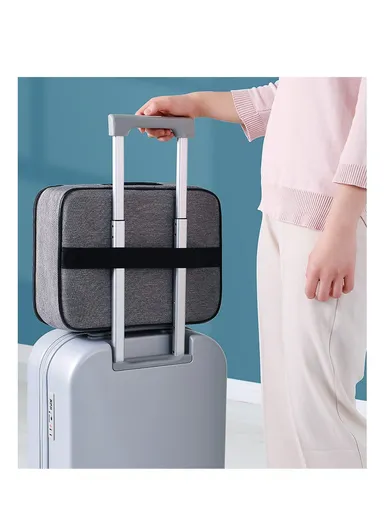 3-Layer Wide-open Portable Organizer Storage Bag with Handle &amp; Zipper Closure (L37 x W27 x T10)cm - Yellow