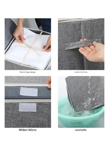 Foldable Oxford Fabric Storage Box Organizer, Multi-Use Sturdy Clothing &amp; Supply Organizer with Lid &amp; Handles (W34 x D34 x H56)cm - Red