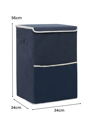 Foldable Oxford Fabric Storage Box Organizer, Multi-Use Sturdy Clothing &amp; Supply Organizer with Lid &amp; Handles (W34 x D34 x H56)cm - Blue