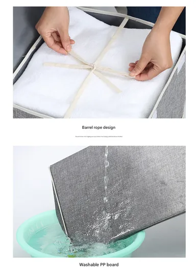 Foldable Oxford Fabric Storage Box Organizer, Multi-Use Sturdy Clothing &amp; Supply Organizer with Lid &amp; Handles (W34 x D34 x H56)cm - Blue