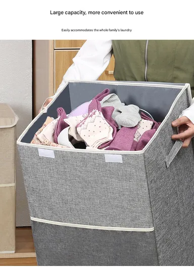 Foldable Oxford Fabric Storage Box Organizer, Multi-Use Sturdy Clothing &amp; Supply Organizer with Lid &amp; Handles (W34 x D34 x H56)cm - Blue