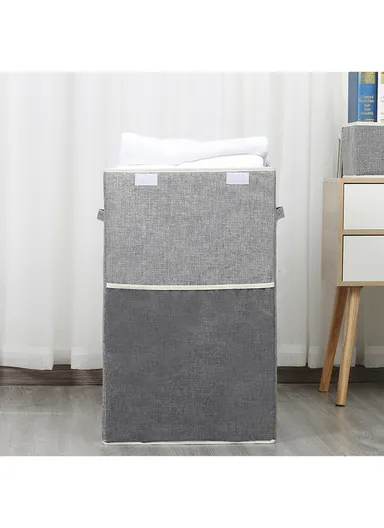 Foldable Oxford Fabric Storage Box Organizer, Multi-Use Sturdy Clothing &amp; Supply Organizer with Lid &amp; Handles (W34 x D34 x H56)cm - Blue